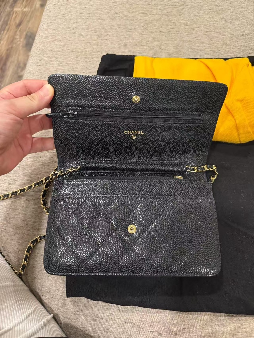 CHANEL Black Quilted Leather Crossbody with Gold Chain - Picture 2 of 8